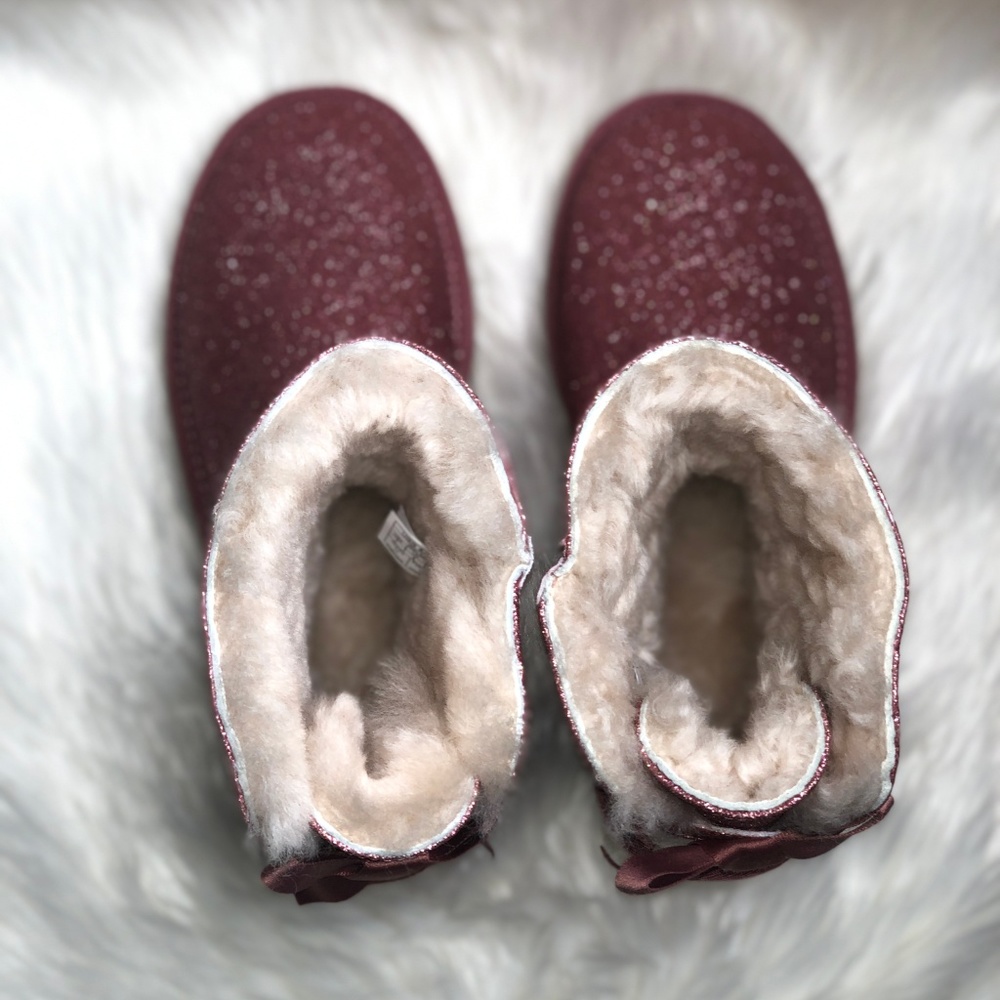 UGG Women's Mini Bailey Bow Sparkle Pink Boot - Picture 7 of 8